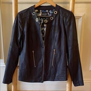 Insight Navy Faux Leather Jacket with Silver Accents